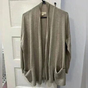 Michael‎ Kors tan long sleeve cardigan with pockets